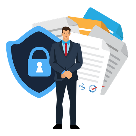 Document protection and data protection With security system  Illustration