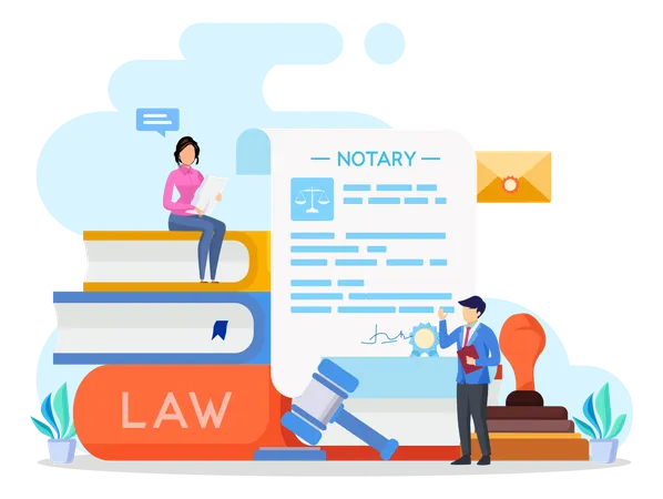 Notary Services And Legal Assistance Flat Vector Illustration Illustration