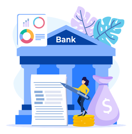 Documentação de empréstimo bancário  Ilustração