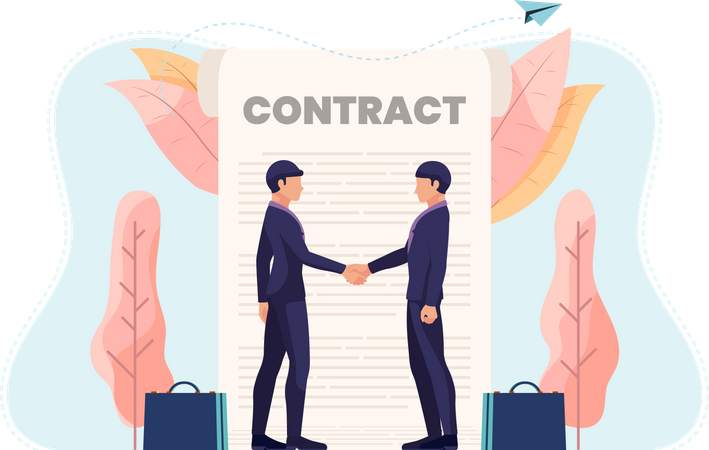 Documento de contrato comercial  Ilustración