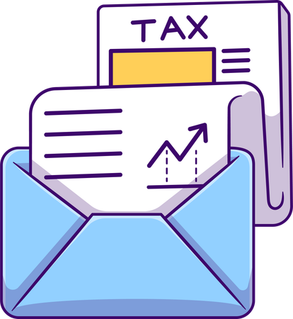 Documento fiscal em papel em envelope  Ilustração