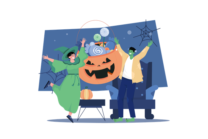 Doçura ou travessura de Halloween  Ilustração