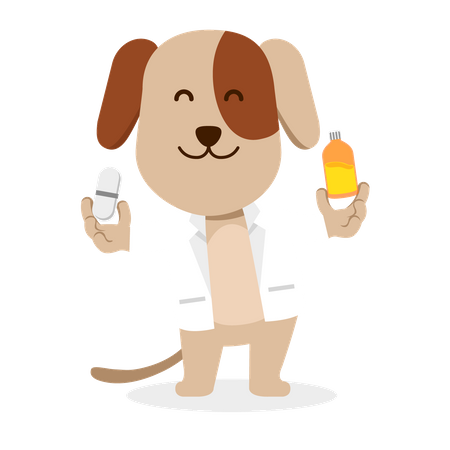 Dog as pet doctor  イラスト