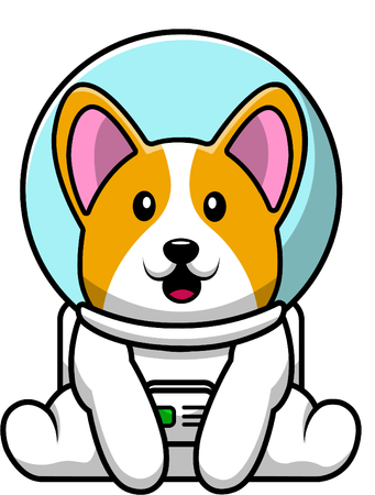 Dog Astronaut Sitting  일러스트레이션