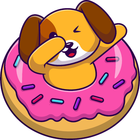 Dog Dabbing With Doughnut  Illustration