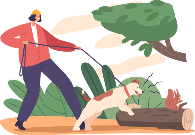 Dog Displaying Aggressive Behavior In Park  Illustration