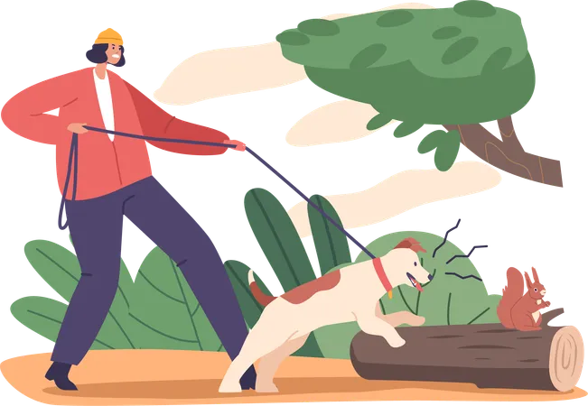 Dog Displaying Aggressive Behavior In Park  Illustration