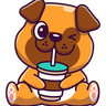dog drinking water illustration
