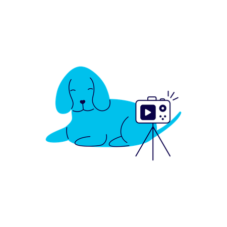Dog Filming with Tripod  Illustration