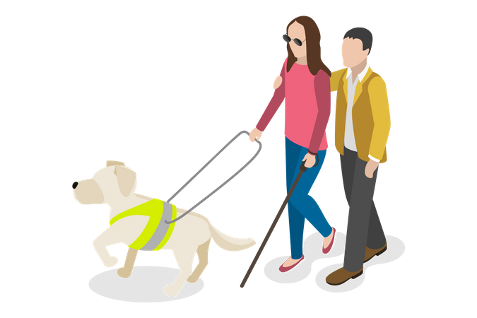 Dog guiding blind people  Illustration