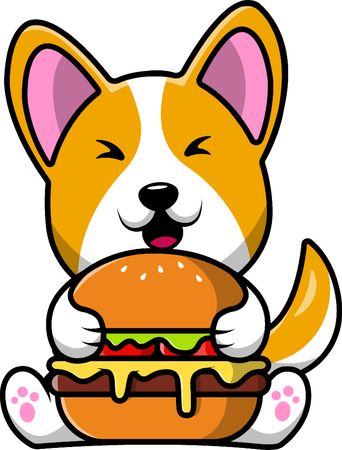 Dog Holding Burger  Illustration