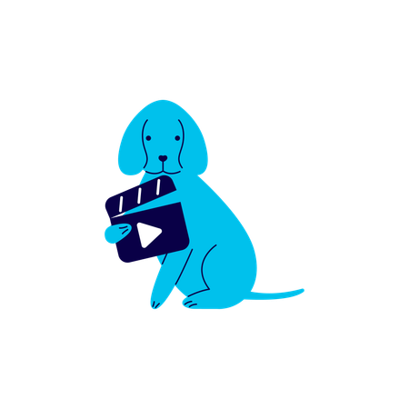 Dog Holding Clapperboard  Illustration