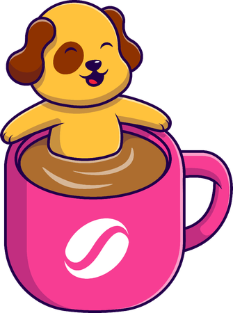 Dog In Coffee Cup  Illustration