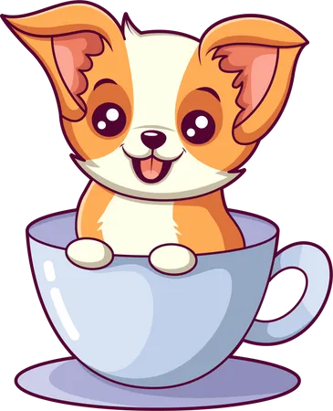 Dog in Cup  Illustration