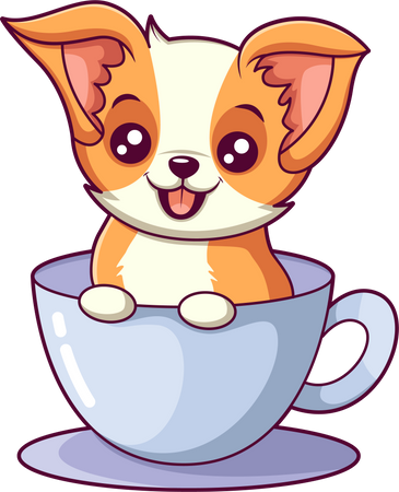 Dog in Cup  Illustration