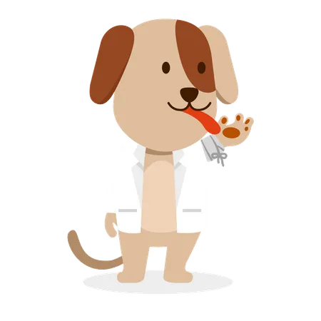 Dog in doctor costume  イラスト