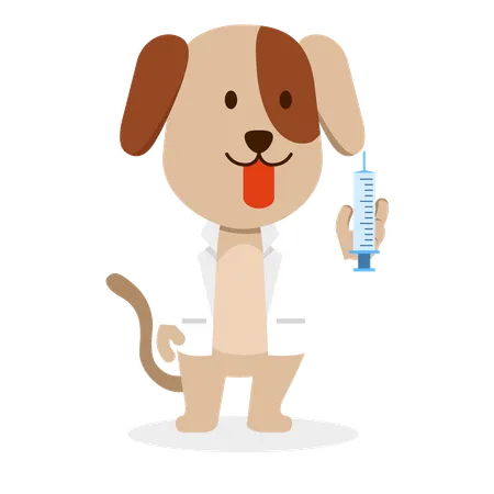 Vector Flat Character Of Dog As Pet Doctor Illustration