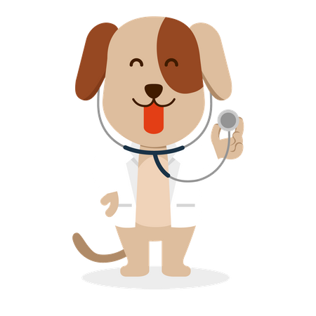 Dog in doctor costume  Illustration