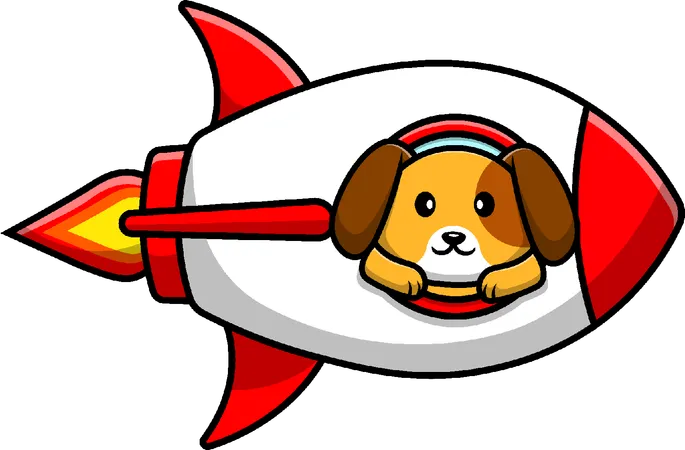 Dog In Rocket Spaceship  Illustration