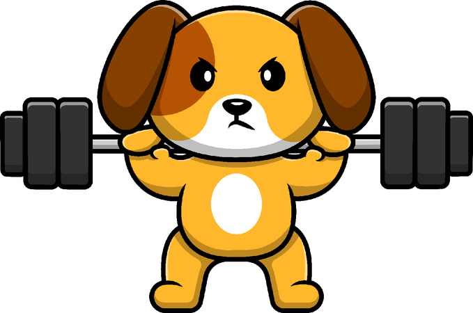 Dog Lifting Barbell  Illustration