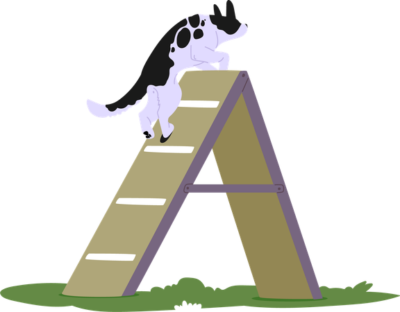 Dog navigating obstacle course  Illustration