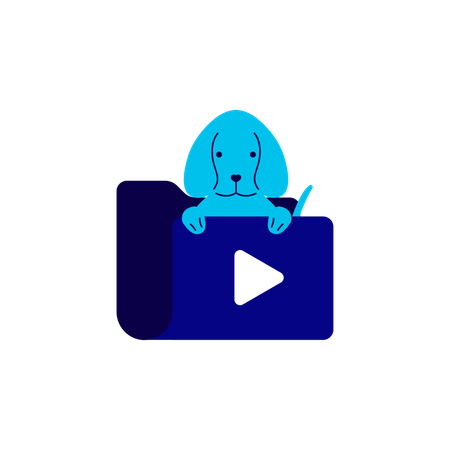 Dog Peeking Over Video Folder  Illustration