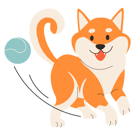 Dog Play Ball  Illustration