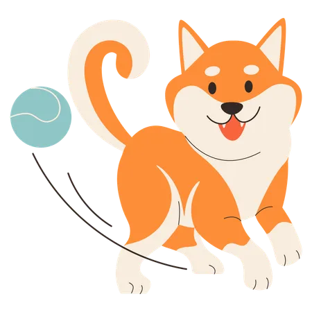 Dog Play Ball  Illustration