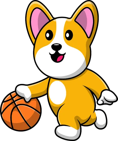 Dog Playing Basket Ball  Illustration