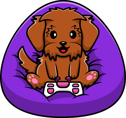 Dog Playing Game  Illustration