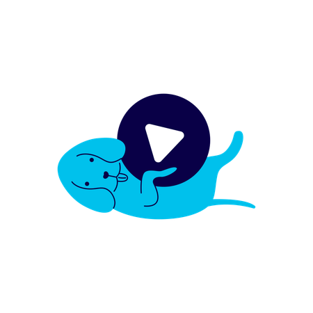 Dog Playing with Video  Illustration