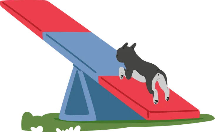 Dog practicing outdoor agility training  Illustration