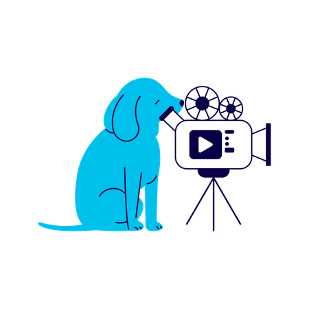 Dog Recording with Video Camera  Illustration