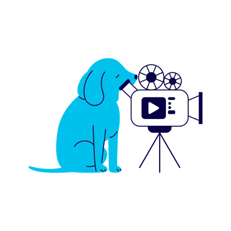 Dog Recording with Video Camera  Illustration