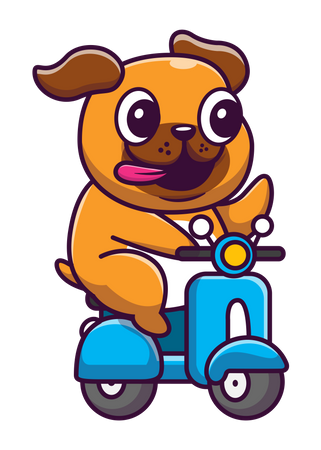 Dog riding scooter  Illustration