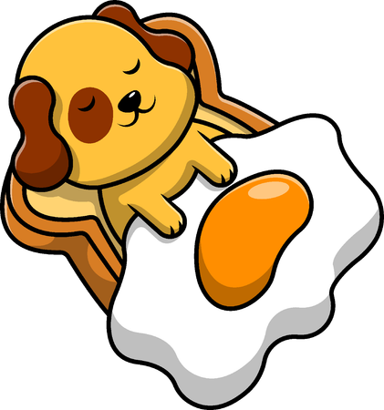 Dog Sleeping On Bread With Egg Blanket  Illustration