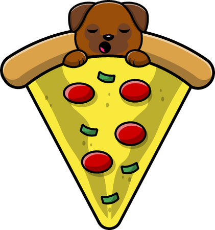 Dog Sleeping On Pizza  Illustration