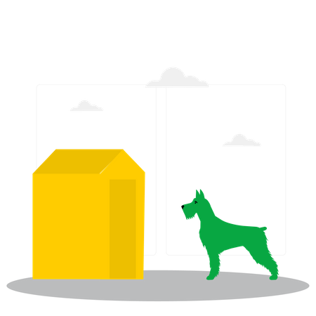 Dog standing near house  Illustration