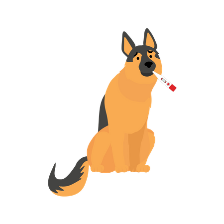 Dog Suffering From Fever  Illustration