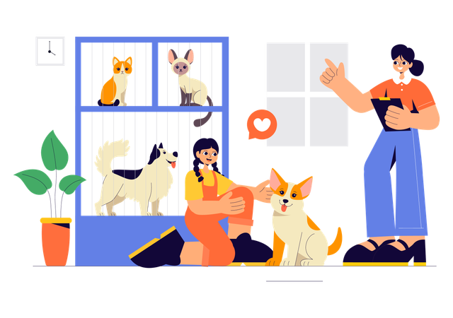 Dog treated in adoption center  Illustration