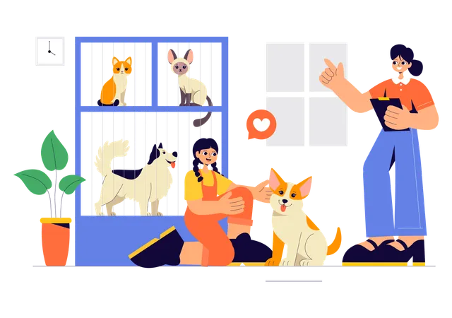 Dog treated in adoption center  Illustration