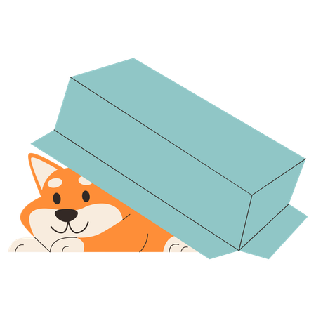 Dog Under the Box  Illustration