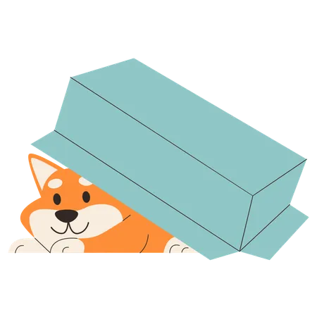 Dog Under the Box  Illustration