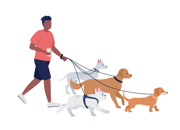Dog walker job Illustration