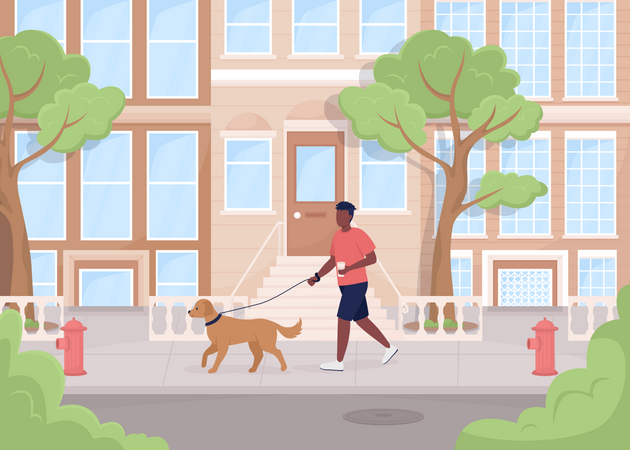 Dog walking  Illustration