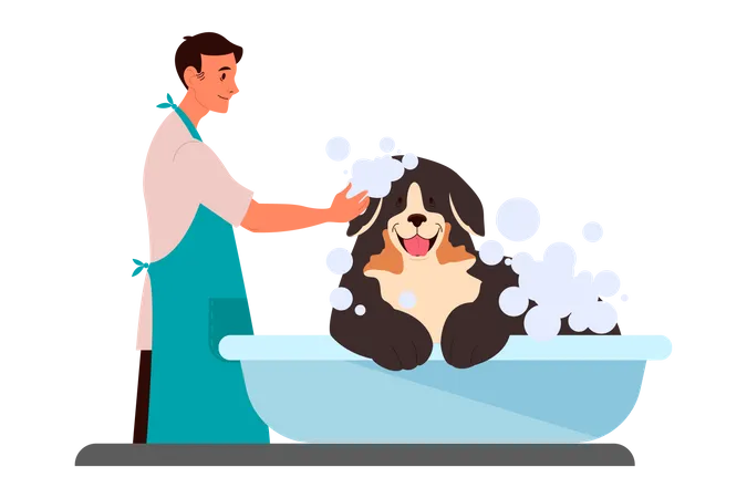 Dog washing service Illustration