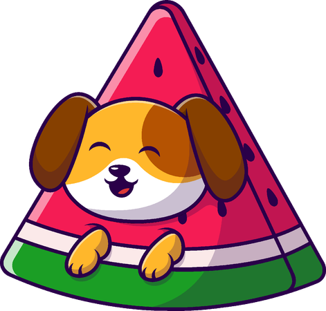 Dog Watermelon  Illustration