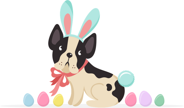 Dog wearing bunny costume Illustration