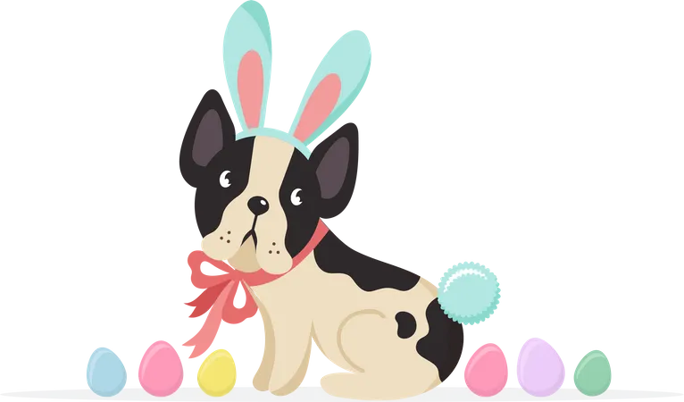 Dog wearing bunny costume Illustration