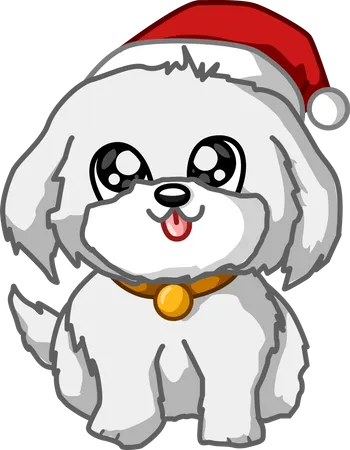 Dog wearing Christmas hat  イラスト